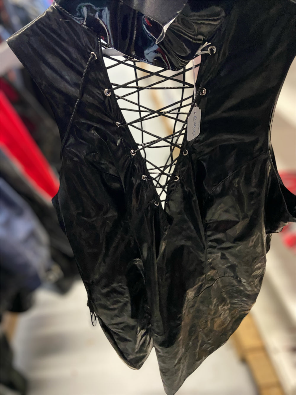 Zwarte Wetlook Jurk Zonder Mouwen – Maat XXL