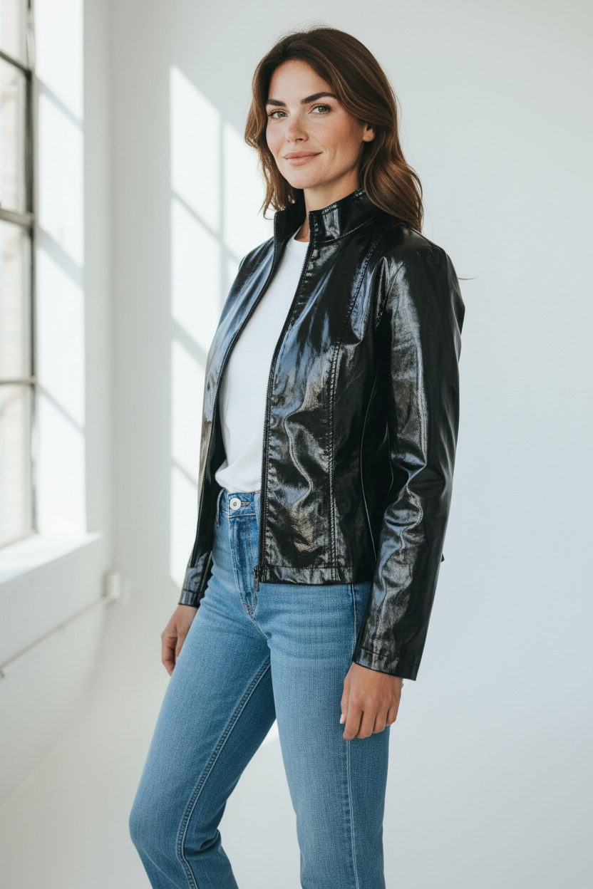 Fashion World - Black Latex Glossy Wetlook Jack Met Rits – Size L - Unisex Male or Female