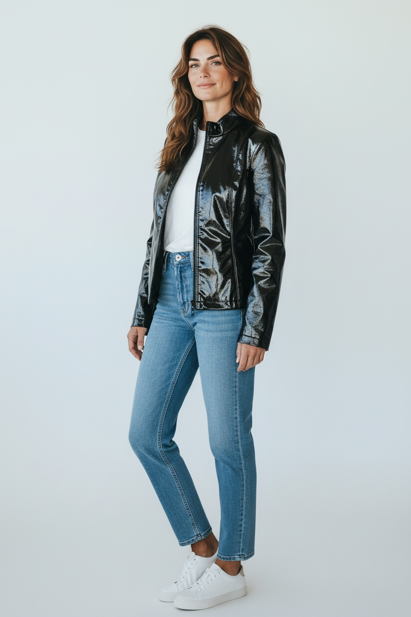 Fashion World - Black Latex Glossy Wetlook Jack Met Rits – Size L - Unisex Male or Female