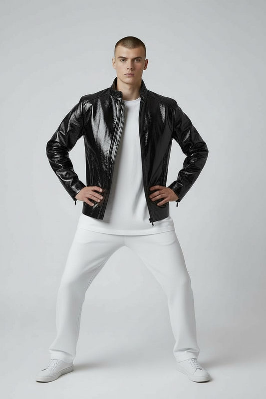 Fashion World - Black Latex Glossy Wetlook Jack Met Rits – Size L - Unisex Male or Female