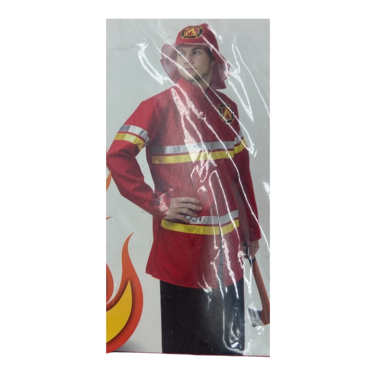 Kinky Brandweerman Verkleedset – Rode Jas met Brandweerprint & Soft Design Helm