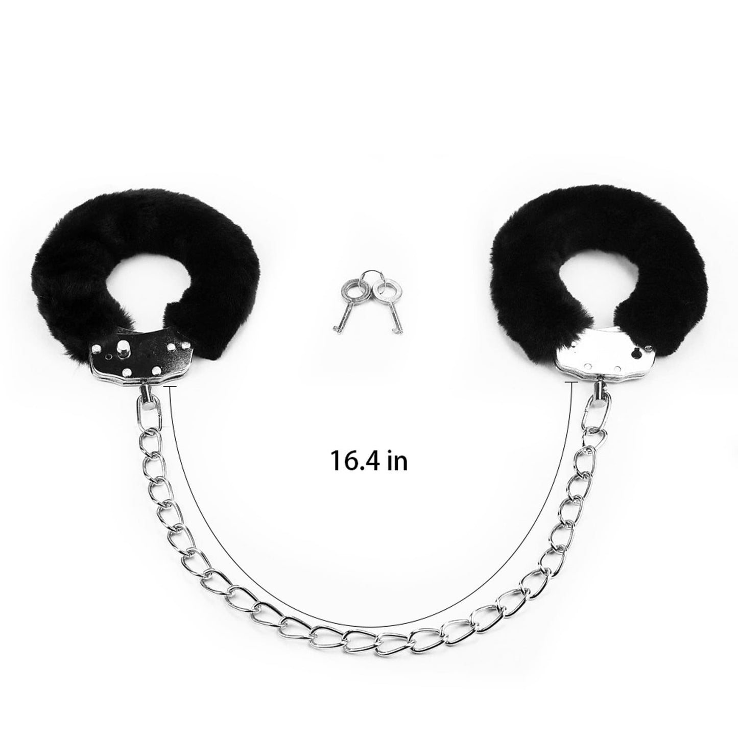 Furry Love Cuffs - Black - Extra Long Chain - Extra Heavy 265 Gram !! - Extra Big - Colourbox