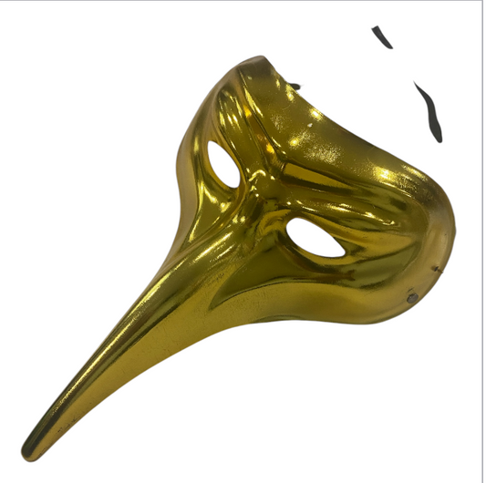 Gold Long Nose Venetian Mask - Big Size 28 CM x 22 CM - Solid and Strong