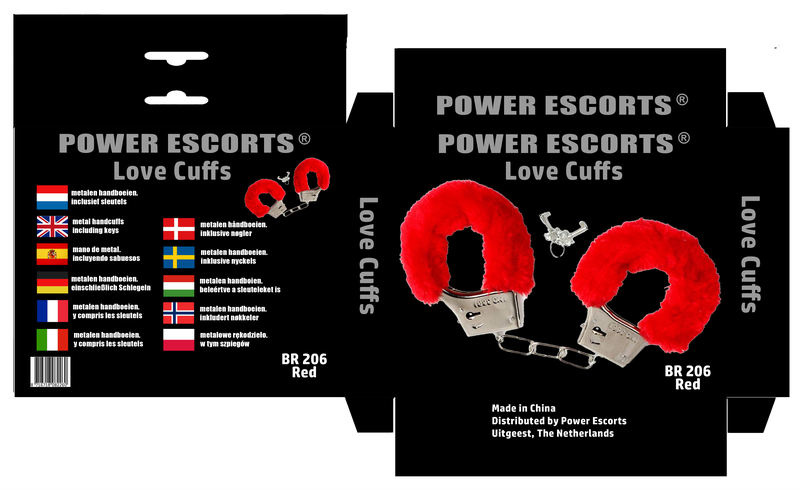 Power Escorts Furry Hand cuffs Red - BR206 Red - Colour Box