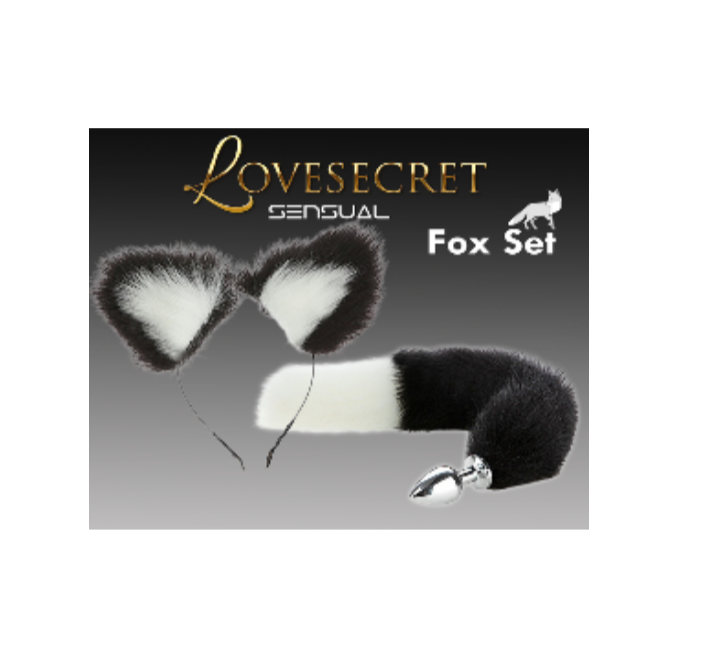 Lovesecret Sensual – LS46 Fox Set Black / White – Fox Tail Plug & Fox Ears Gift Box