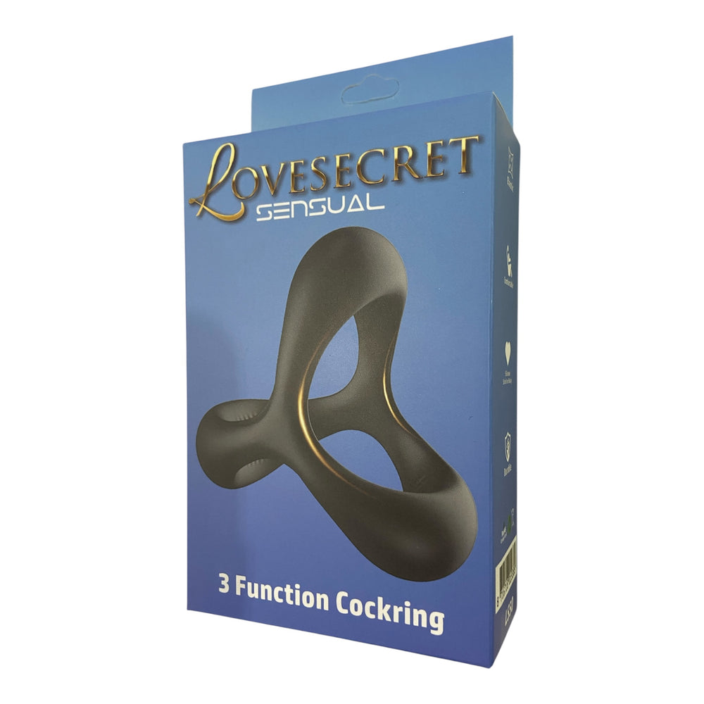 LoveSecret - 3-Functie Siliconen Cockring – Zwart