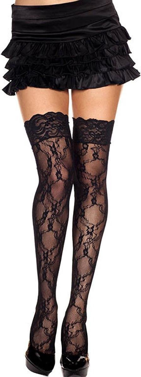 Music Legs Hosiery - Floral Lace Thigh Hi Stockings