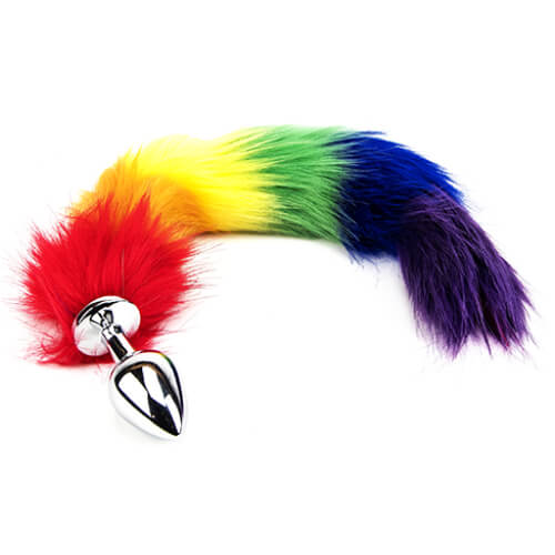 Pride - Rainbow Fox Tail Butt Plug- 45 CM - Insertable 7 Cm - N10780