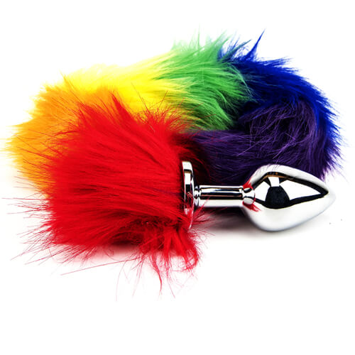 Pride - Rainbow Fox Tail Butt Plug- 45 CM - Insertable 7 Cm - N10780