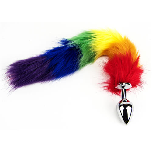 Pride - Rainbow Fox Tail Butt Plug- 45 CM - Insertable 7 Cm - N10780