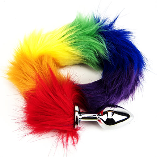 Pride - Rainbow Fox Tail Butt Plug- 45 CM - Insertable 7 Cm - N10780