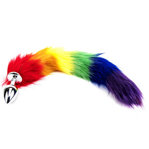 Pride - Rainbow Fox Tail Butt Plug- 45 CM - Insertable 7 Cm - N10780