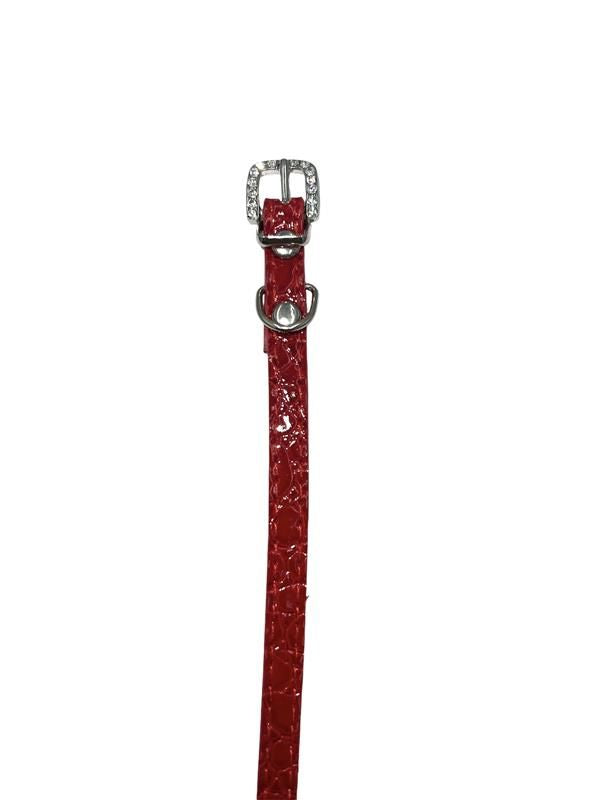 Kattenhalsband / Kleine Hond Halsband - Rood - Diameter 8 CM - Lengte 30 CM - Breedte 1 CM - Gesp Met Luxe Diamanten Look