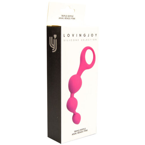 Loving Joy - NS6551 - Triple Ripple Siliconen Anale Kralen - Roze - 14 CM