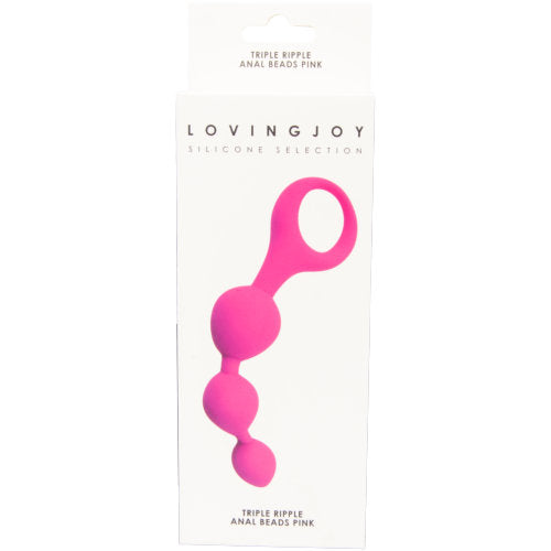 Loving Joy - NS6551 - Triple Ripple Siliconen Anale Kralen - Roze - 14 CM