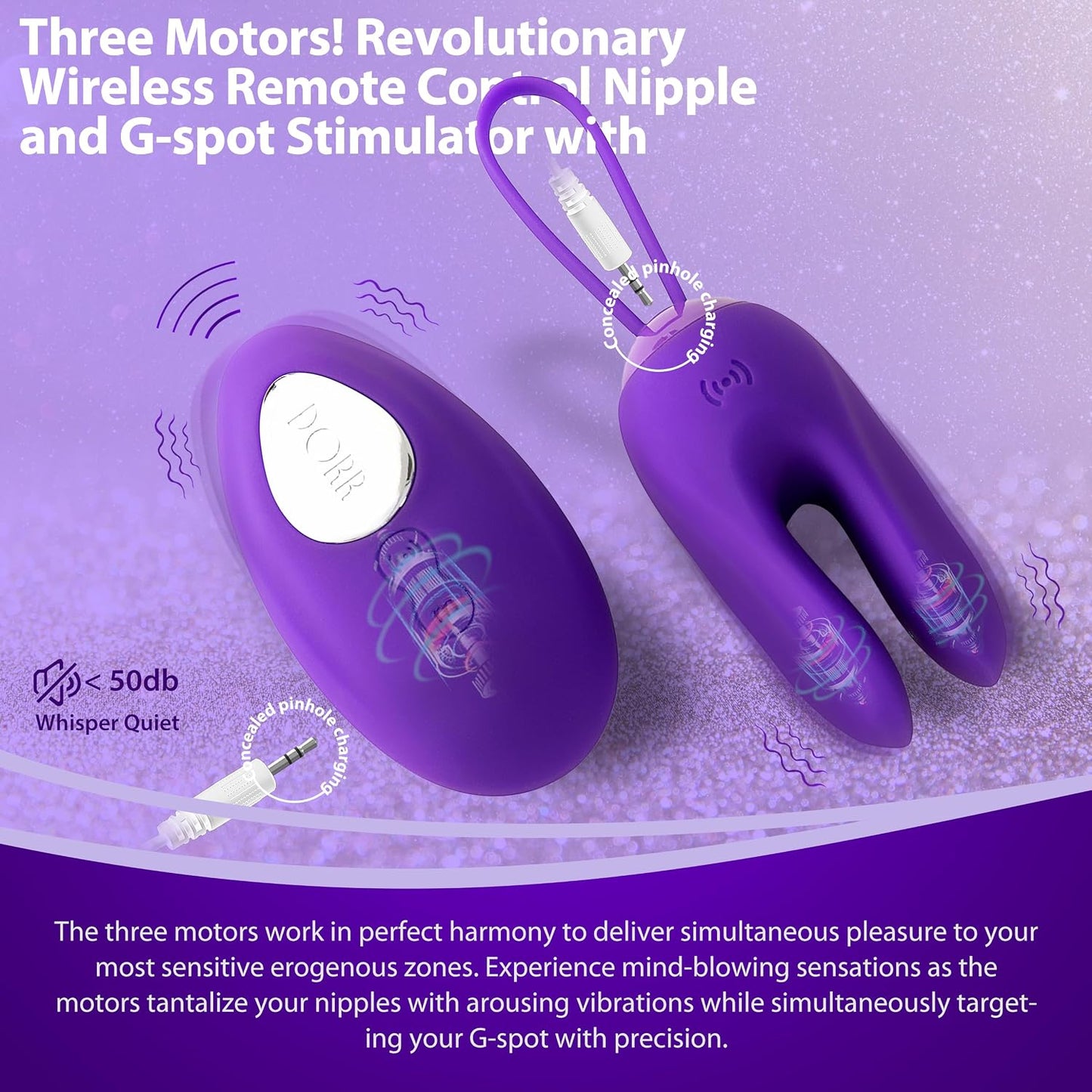 DORR OZZY Remote Control Vibrator – 3 Motors, 10 Standen, Paars
