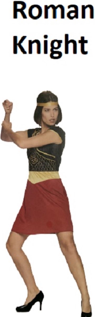 Roman Knight Verkleedjurk – Goud/Zwart/Rood – Rollenspel &amp; Party Dress-up Set – Inclusief Gouden Hoofdband – Maten S / M / L