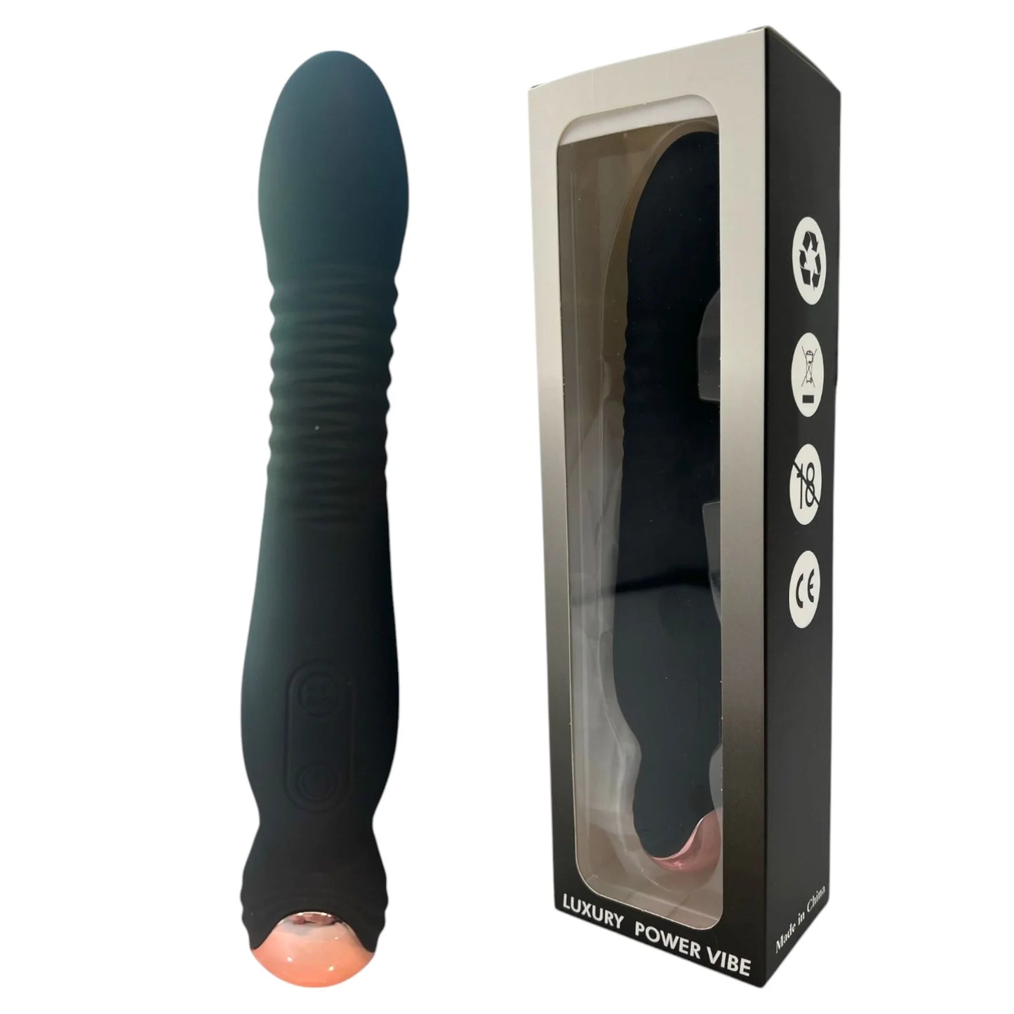 Power Escorts - Ron - Zwarte Luxury Silicone Vibrator - Rechargeable