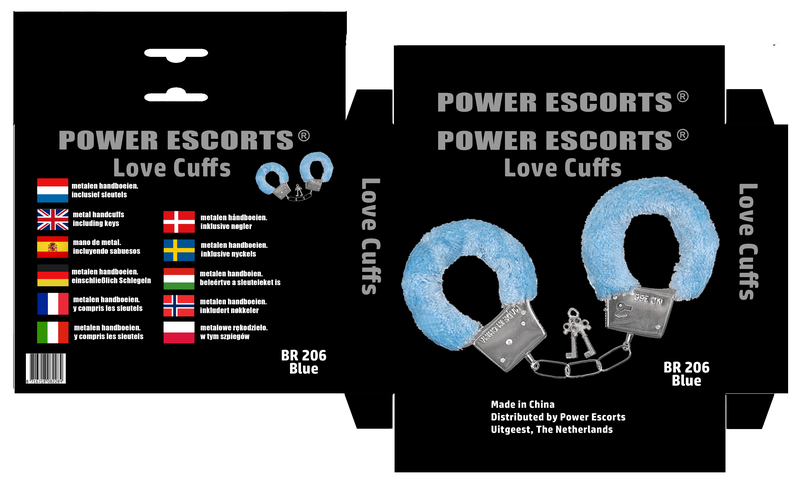 Power Escorts Soft Furry Hand cuffs Blue - Love Cuffs - Br206 Blue