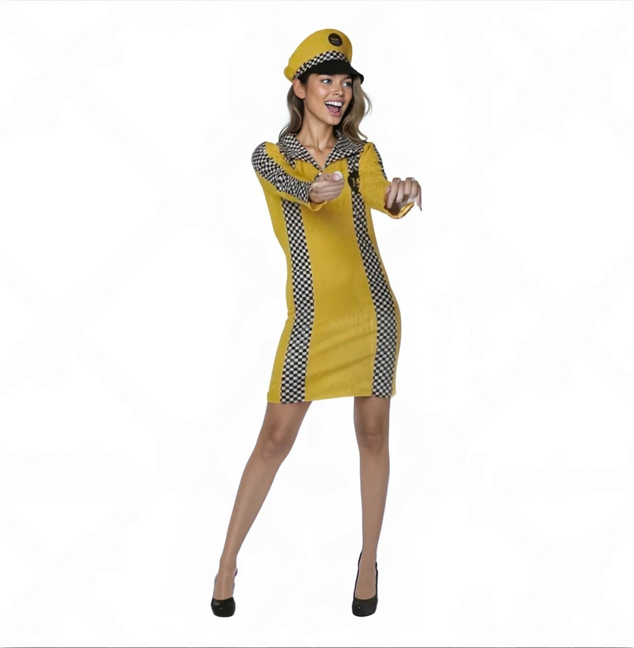 Sexy Jurk Taxi Chauffeur Vrouwen – Verleidelijke Rolspel Outfit met Pet - S / M / L