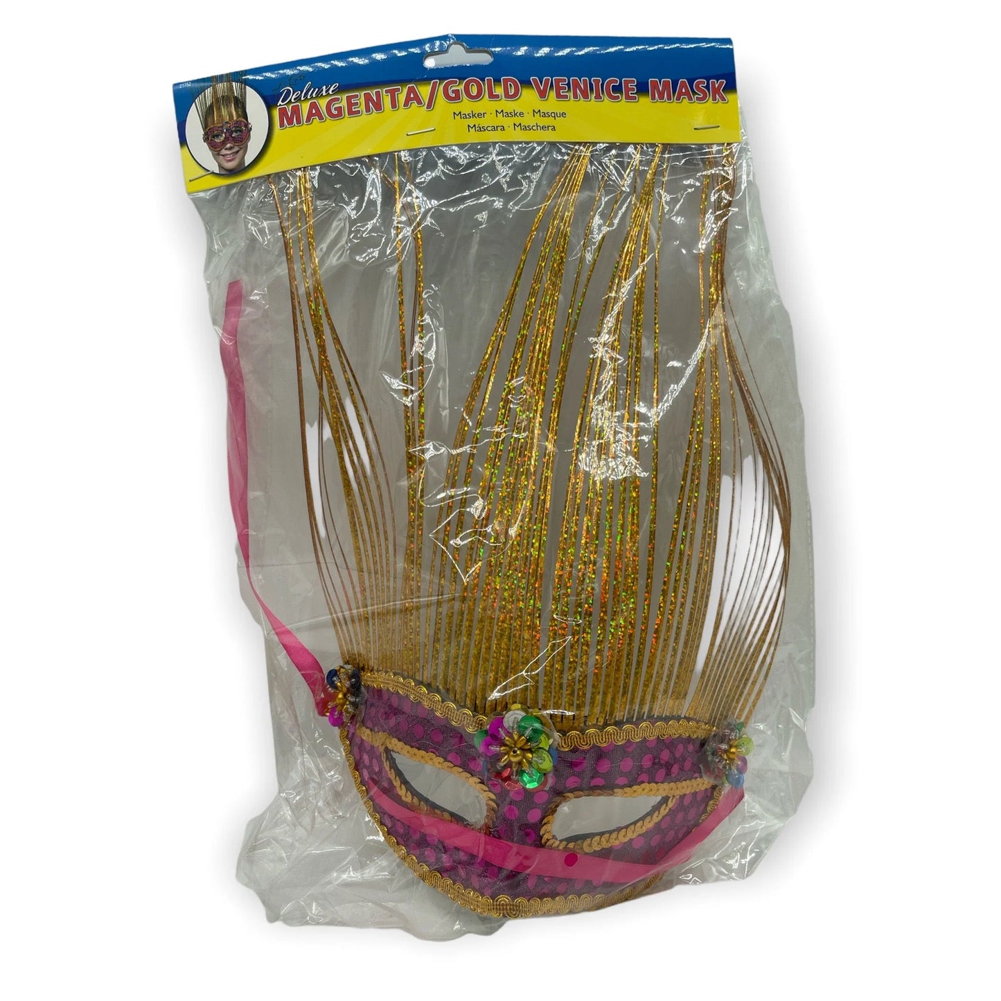 Trendy Deals Online - 21752 - Venetian Mask Huge Size  36 Cm Height X 20 Cm - Purple/ Gold