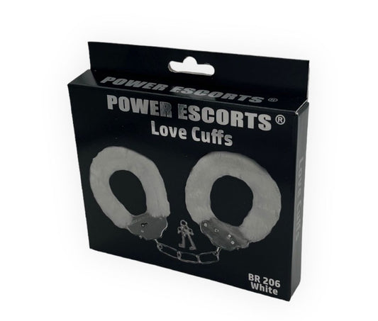 Power Escorts Furry Hand cuffs White - Love Cuffs - BR206 White