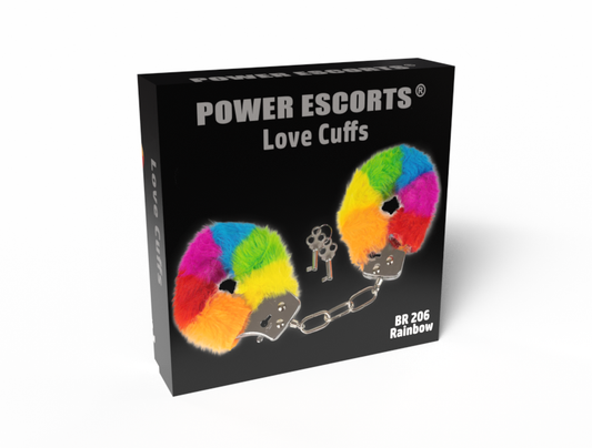 Power Escort Regenboog Furry Hand cuffs - Love Cuffs - BR206 Rainbow