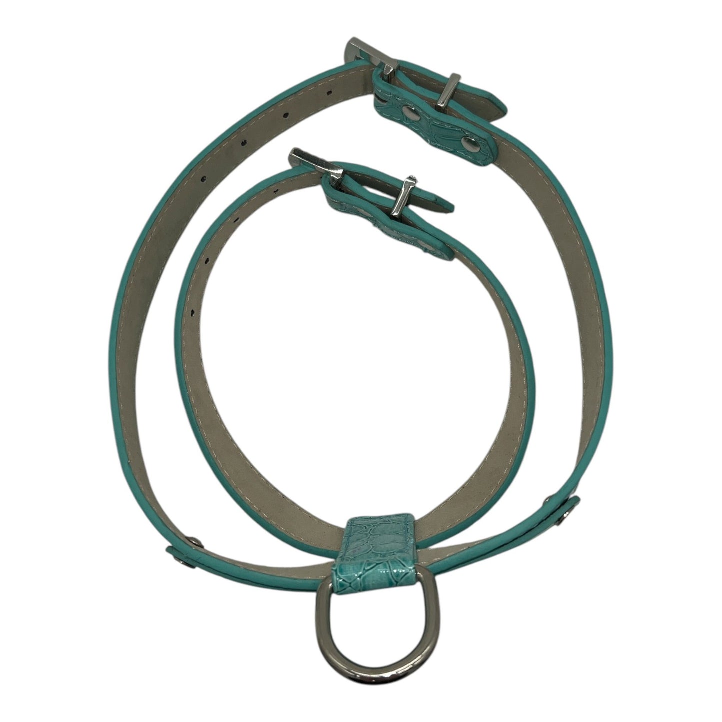 Kleine Hondenhalsband - Krokodil Look - Blauw - Diameter 17 CM - Lengte 60 CM - Breedte 6 CM