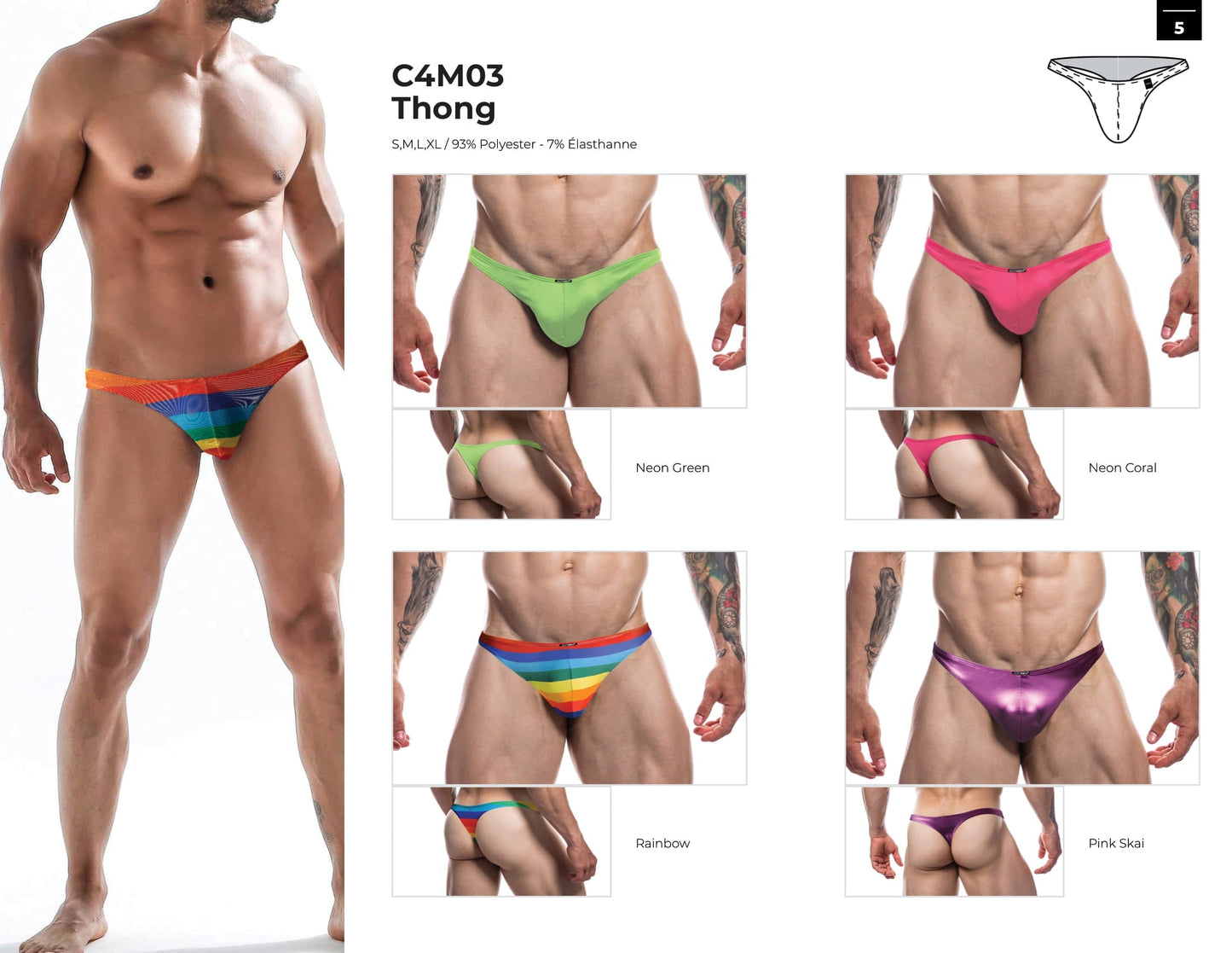 CUT4MEN - C4M03 - Thong Men Underwear - Neon Green - 4 Sizes - 1 Piece