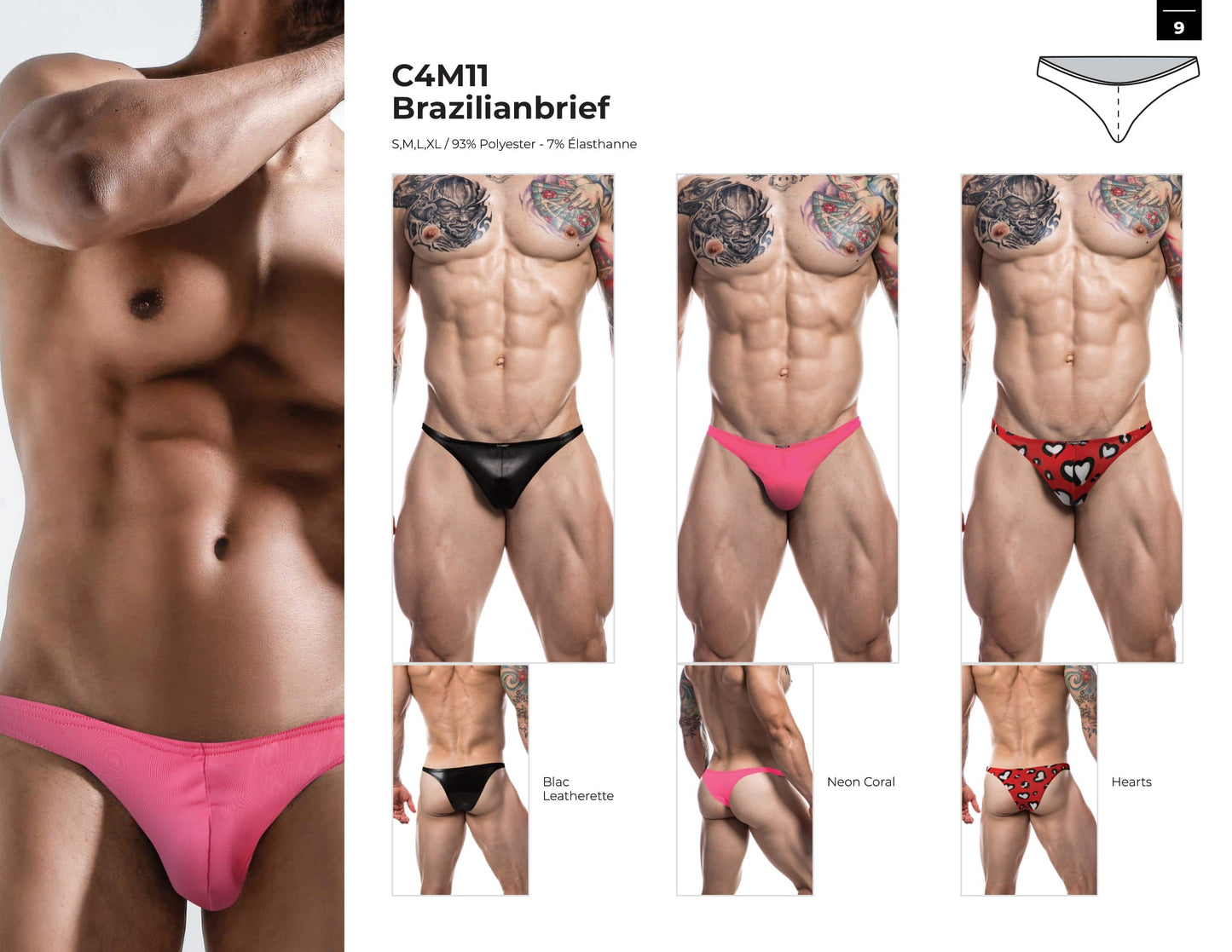 CUT4MEN - C4M11 - Brazilian Brief Men Underwear - 12 Pieces - 3 Colours - 4 Sizes - 1 Piece