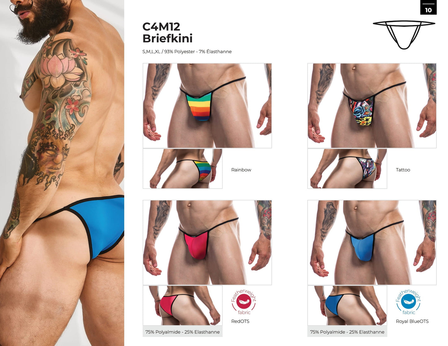 CUT4MEN - C4M12 - Briefkini Men Underwear - Tattoo - 4 Sizes - 1 Piece