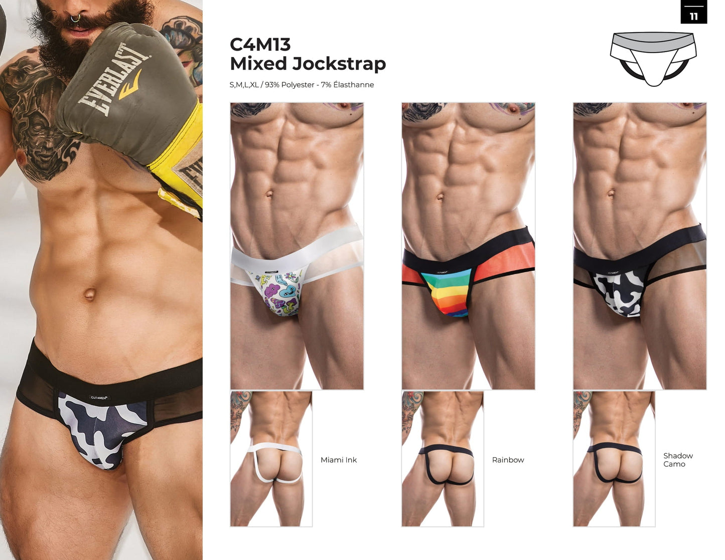 CUT4MEN - C4M13 - Jockstrap Men Underwear - 12 Pieces - 3 Colours - 4 Sizes - 1 Piece