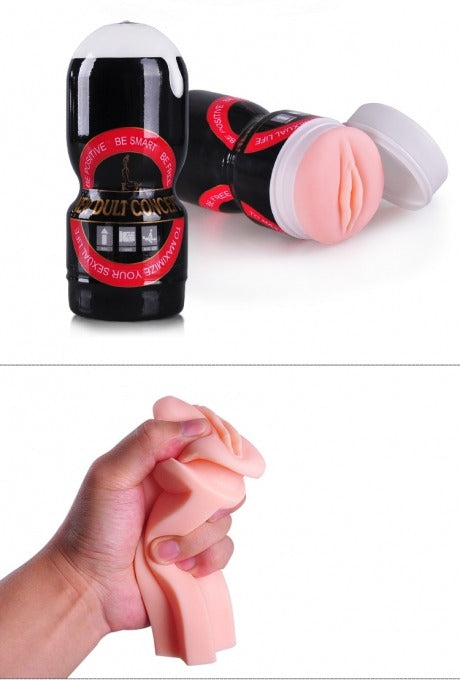 Power Escorts - BR25 - Masturbator Cup - Black Red - 16,5 CM - Flesh