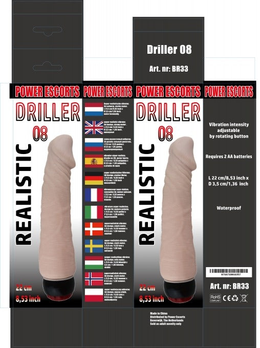 Power Escorts - Driller 08 Realistic Vibrator - BR33