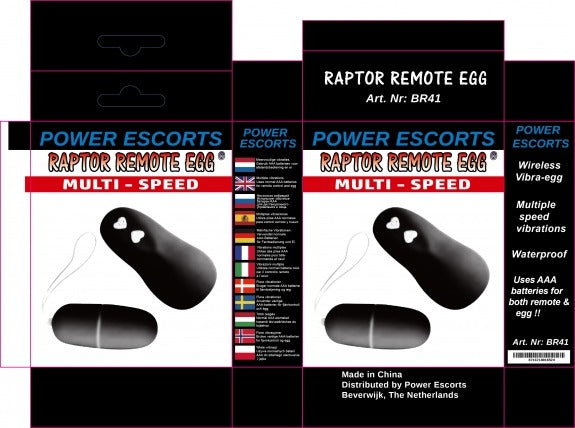 Power Escorts Raptor Remote Egg BR41 Black - Runs on normal AAA batteries NEW ARRIVAL
