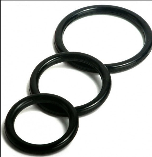 Power Escorts Cockring 03 - 3-Pack Silicone Penis Rings - Black - BR65