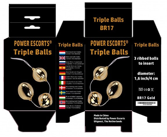 Power Escorts - BR17 - Gold Triple Balls - Heavy Big Size Benwa Balls