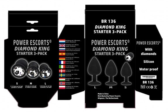 Power Escorts Silicone Black Plug Black Stone 3-Pack - BR136