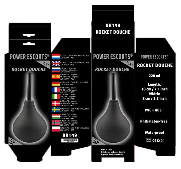 Power Escorts - Anale Douche - Water Spuit - 220ml - Zwart