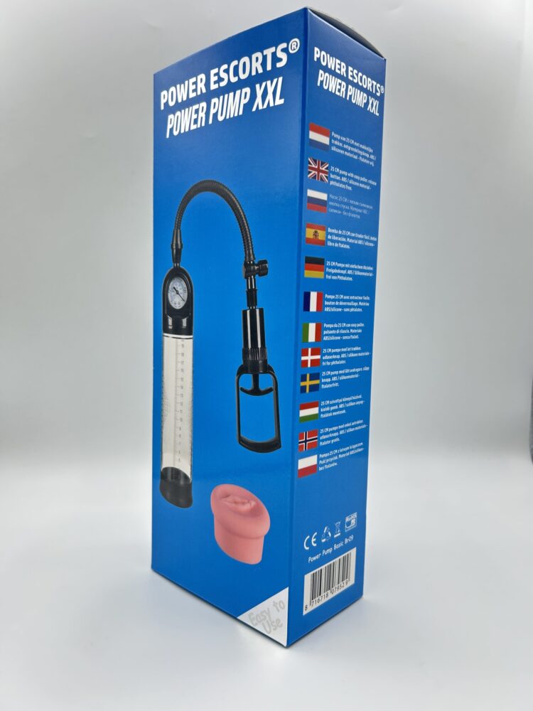 Power Escorts - BR29 - Power Pump XXL - Mega Penis Pump - With Extra Exchangeable Pussy & Manometer - Black/Transparant