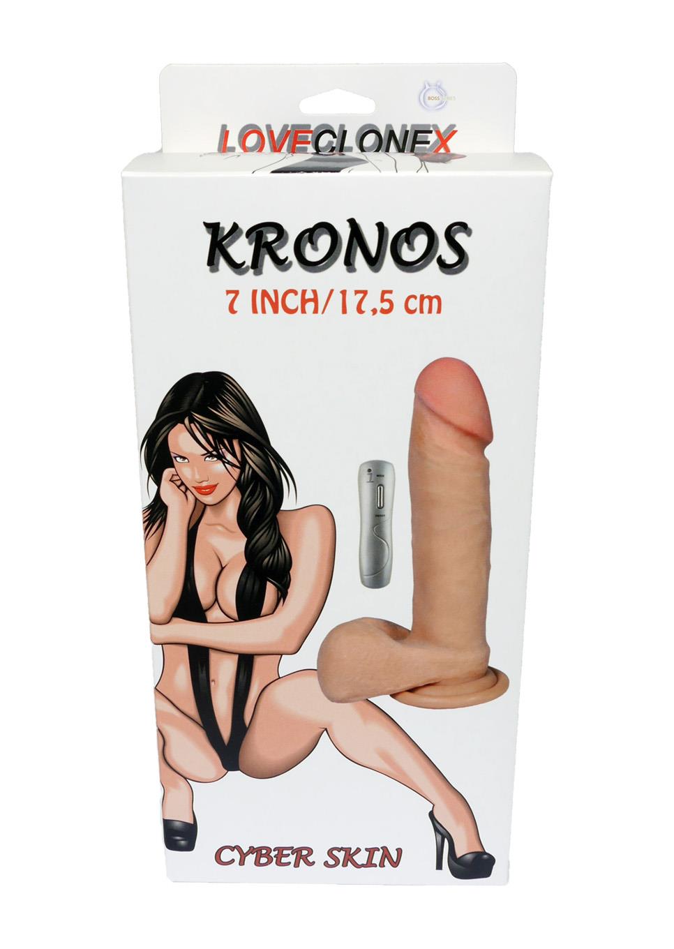 Bossoftoys - 21-00003 - Kronos - Loveclonex - Ultrarealistische Vibrator - Cyberskin voelt echt aan - Beter dan Siliconen - 5-7 cm dik - Zuignap - Bedrade afstandsbediening - Huidskleur - 7 inch / 17,5 cm