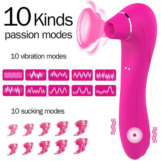 Bossoftoys- 22-00013-1 - Air Pressure Vibrator - Waterproof - Air Sucker - Oral Sucker -Big Size - Clitoral Stimulator/Massager - Stylish - 10 Modes - Rechargeable - Purple