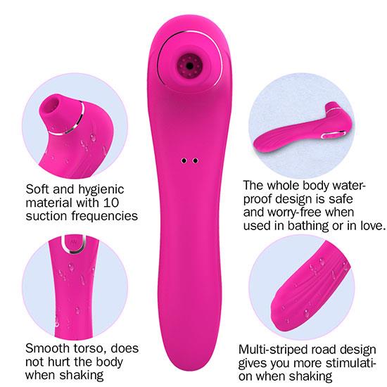 Bossoftoys- 22-00013-1 - Air Pressure Vibrator - Waterproof - Air Sucker - Oral Sucker -Big Size - Clitoral Stimulator/Massager - Stylish - 10 Modes - Rechargeable - Purple