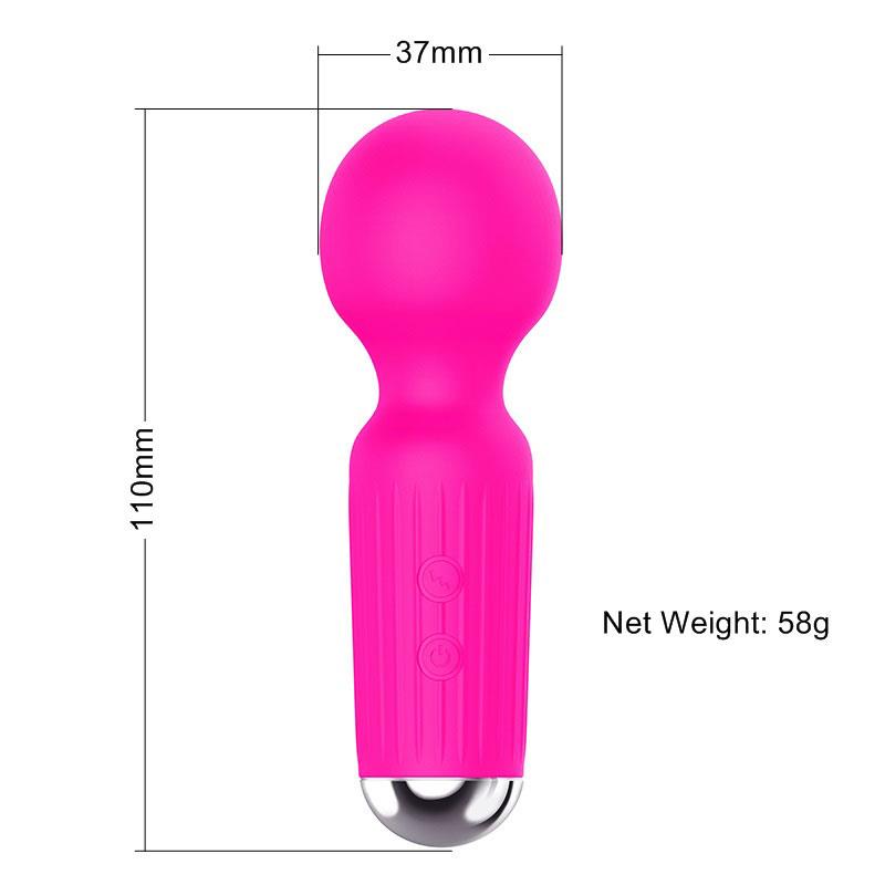 Bossoftoys - 22-00039 - Mini Massager vibrator - 20 Functions - Silicone - 11 cm -  dia 3,7 cm - Rechargeable - attractive Colour windowbox - Pink