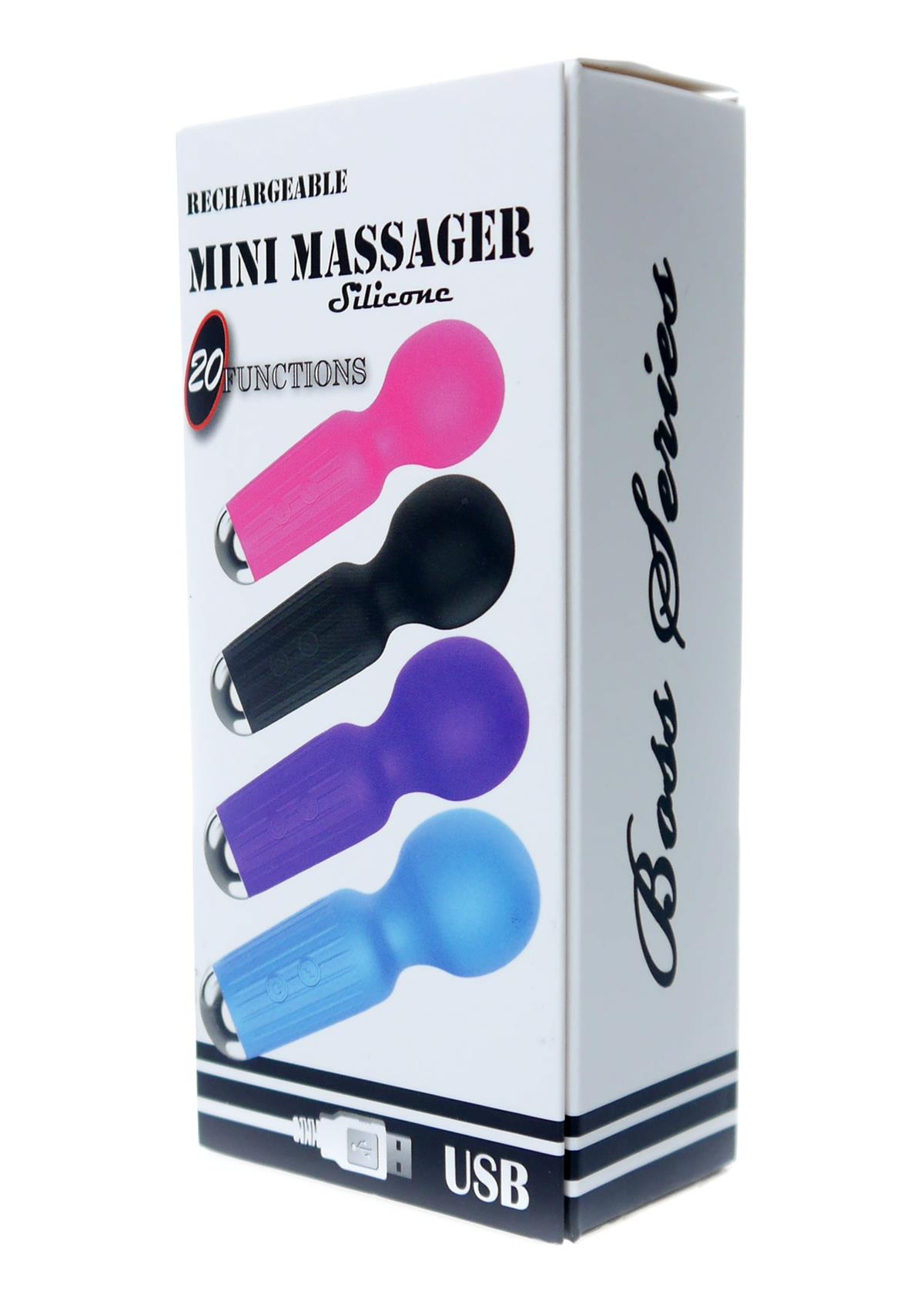 Bossoftoys - 22-00039 - Mini Massager vibrator - 20 Functions - Silicone - 11 cm -  dia 3,7 cm - Rechargeable - attractive Colour windowbox - Pink