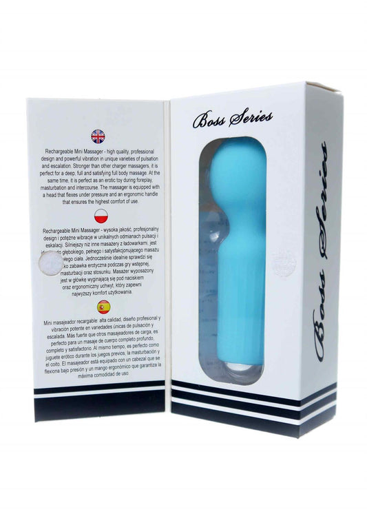 Bossoftoys - 22-00041 - Mini Massager vibrator - 20 Functions - Silicone - 11 cm -  dia 3,7 cm - Rechargeable - attractive Colour windowbox - Blue