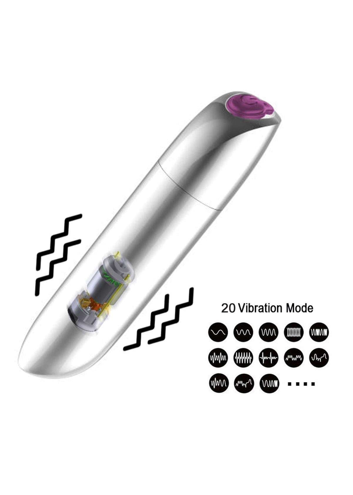 Bossoftoys - 22-00045 - Powerful Bullet Vibrator - USB rechargeable - 20 Functions - mat black