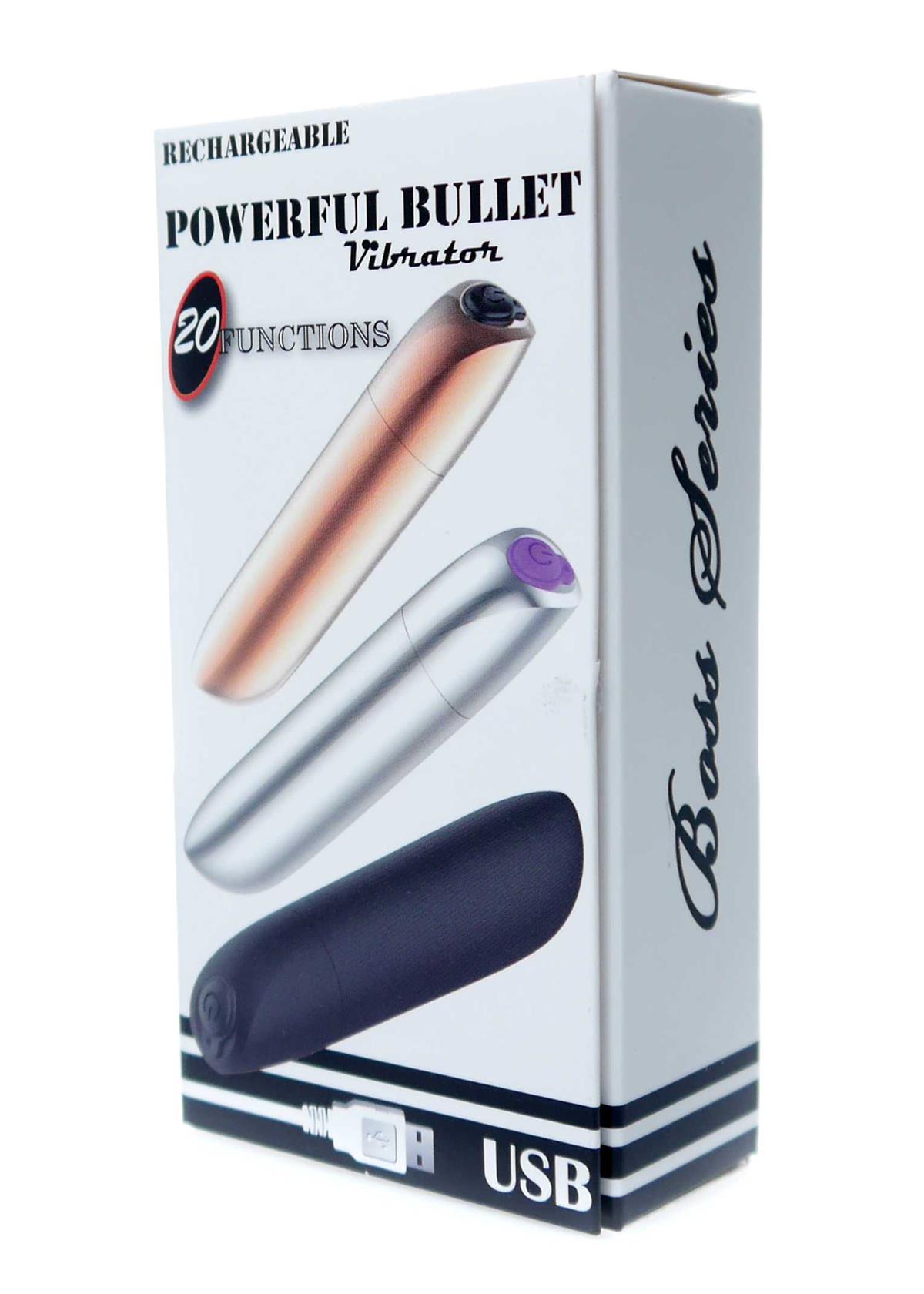 Bossoftoys - 22-00047 - Powerful Bullet Vibrator - USB rechargeable - 20 Functions - Silver