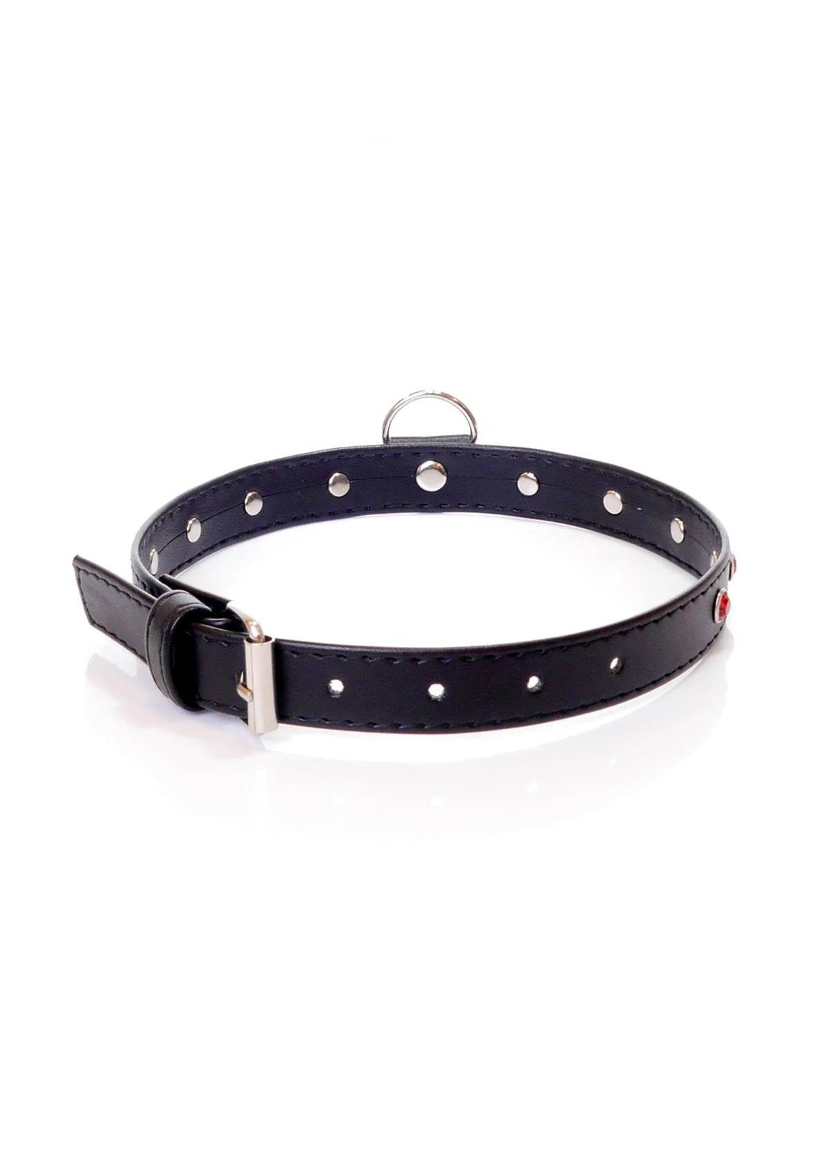 Choker Rode Stenen Fetish Kraag - 2 cm Breedte - Verstelbaar - Gemakkelijk op te Hangen