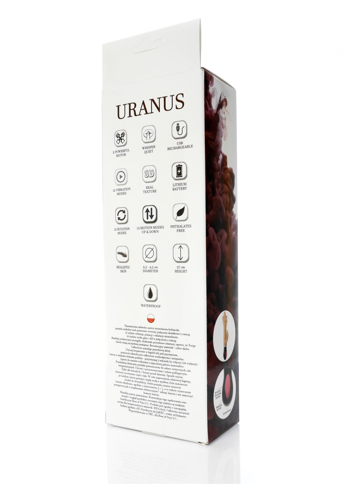 Bossoftoys Uranus Up & Down vibrator - Rotating vibrator - Mega Realistic Bending vibrator - 44-00013 - 12 Function - Usb rechargeable - Cyber leather - Extra ordinary Flexible Material - Flesh - 27 cm